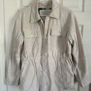 American Eagle Utility Jacket Beige Button Front Size Small